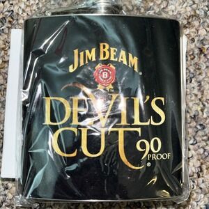 Jim Beam Flask Devil's Cut 90 Proof Black Drink Smart Empty Yet New With Box